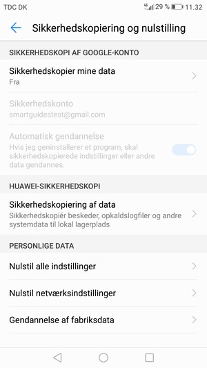 Vælg Sikkerhedskopier mine data
