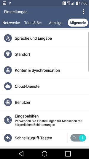 Wählen Sie Konten & Synchronisation