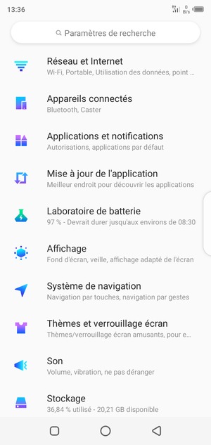 Sélectionnez Réseau et Internet