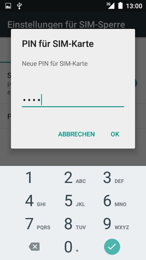 Geben Sie Ihre Neue PIN für SIM-Karte ein und wählen Sie OK