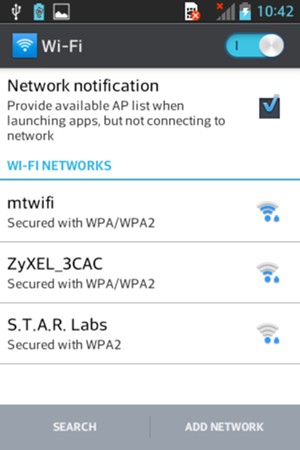 Select the wireless network you want to connect to