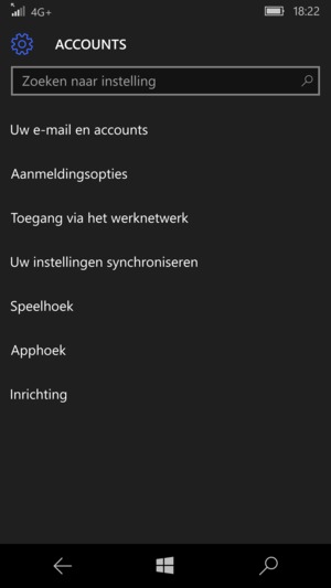 Selecteer Uw e-mail en accounts