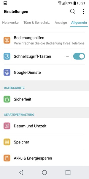 Scrollen Sie und wählen Sie Sicherheit