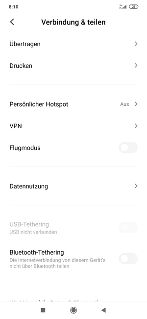 Wählen Sie Persönlicher Hotspot