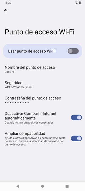 Seleccione Contraseña del punto de acceso