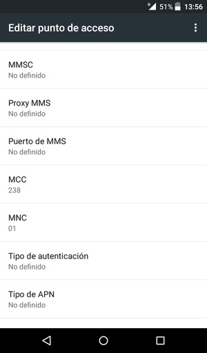 Desplácese hacia abajo e introduzca la información MMS