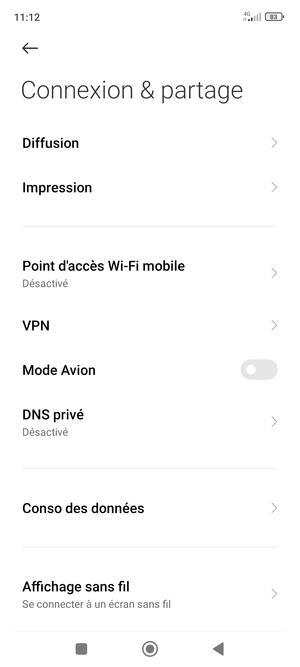 Sélectionnez Point d'accès Wi-Fi mobile