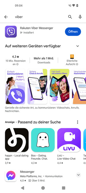 Wählen Sie die App