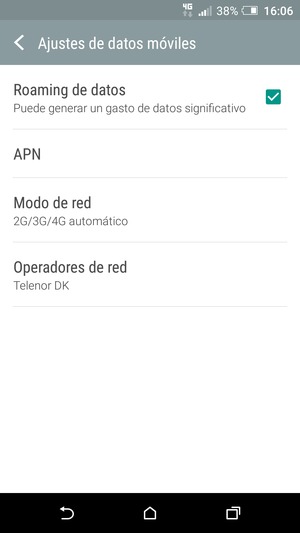Activar o desactivar Roaming de datos