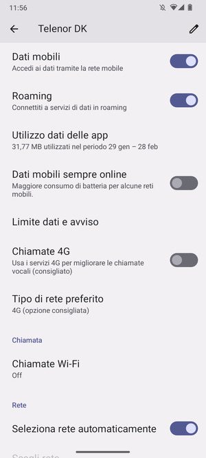 Attiva o disattiva Roaming