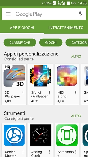 Seleziona la barra di ricerca