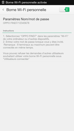Votre téléphone est maintenant configuré pour être utilisé comme modem