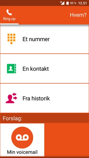 Vælg Min voicemail