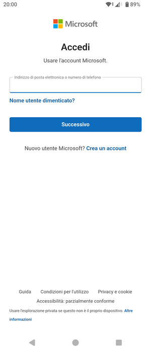 Inserisci il tuo indirizzo Hotmail e seleziona Successivo