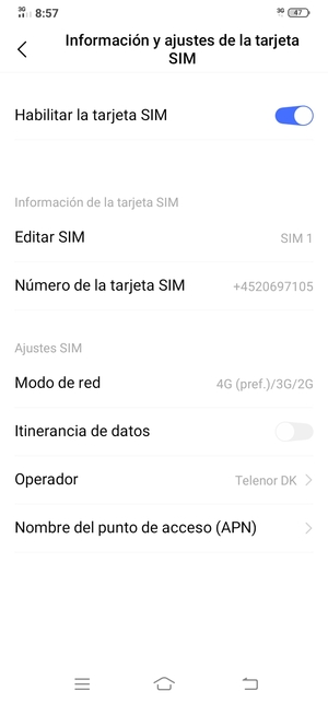 Para cambiar la red en caso de problemas de conectividad, seleccione Operador