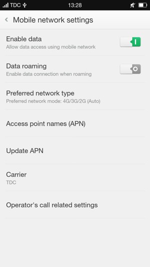 Select Access point names (APN)