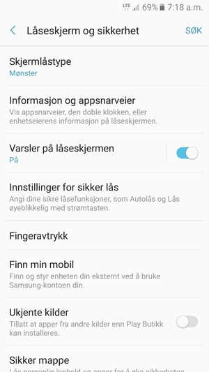 Telefonen din er nå sikret med en skjermlås