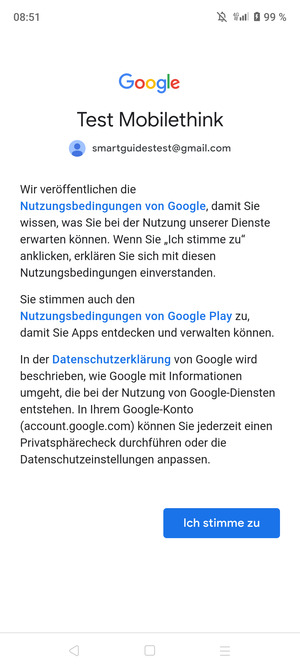 Wählen Sie Ich stimme zu