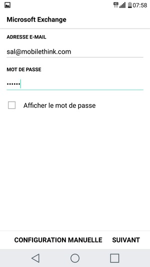 Saisissez votre adresse e-mail et votre mot de passe. Sélectionnez SUIVANT