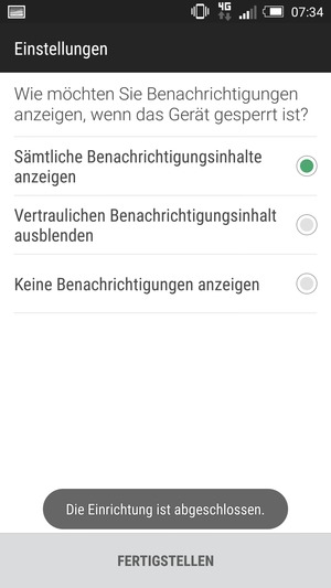 Wählen Sie die gewünschte Option und wählen Sie  FERTIGSTELLEN