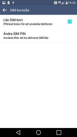 Välj Ändra SIM PIN