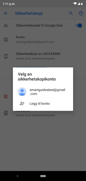 Velg sikkerhetskopi-kontoen din