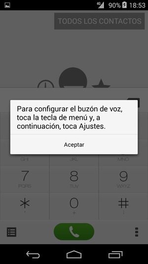 Si el correo de voz no está configurado, seleccione Aceptar
