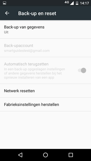Selecteer Back-up van gegevens
