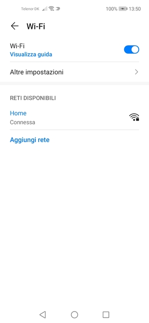 Ora sei connesso alla rete Wi-Fi