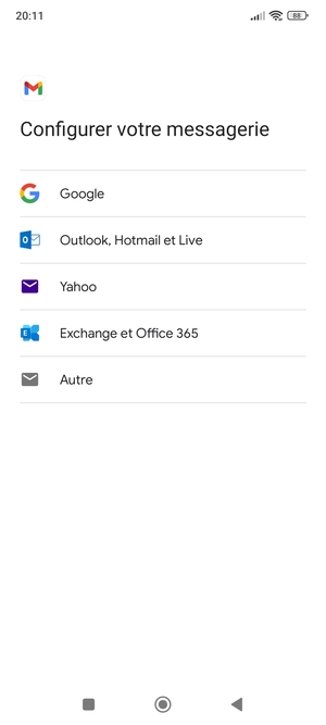 Sélectionnez Outlook, Hotmail et Live