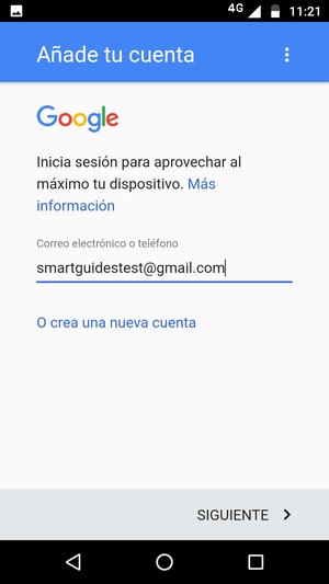Introduzca su dirección de Gmail y seleccione SIGUIENTE