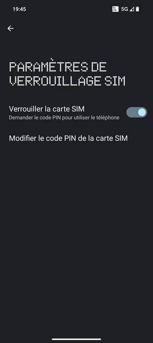 Sélectionnez Modifier le code PIN de la carte SIM