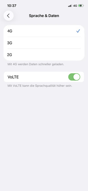Wählen Sie 4G