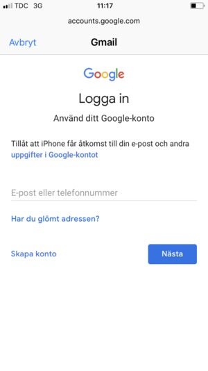 Ange din e-postadress och välj Nästa
