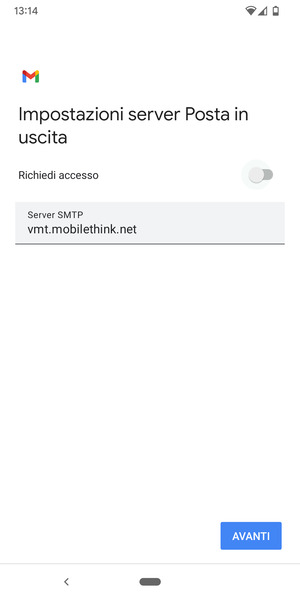 Disattiva Richiedi accesso e seleziona AVANTI