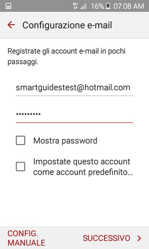 Inserisci il tuo indirizzo Hotmail e password. Seleziona SUCCESSIVO