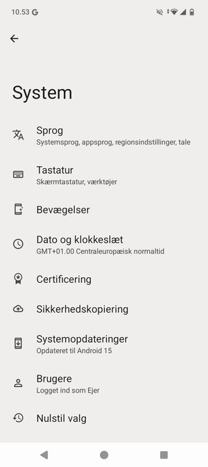 Vælg Systemopdatering