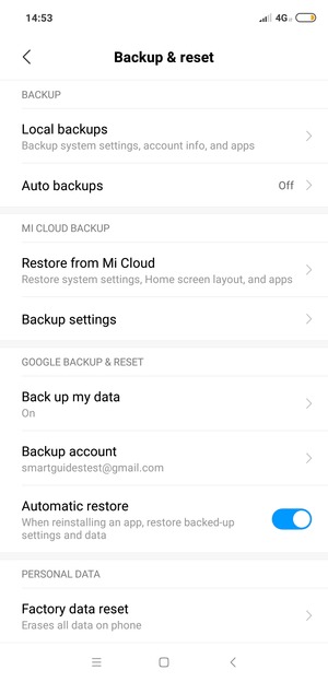 Select Backup account