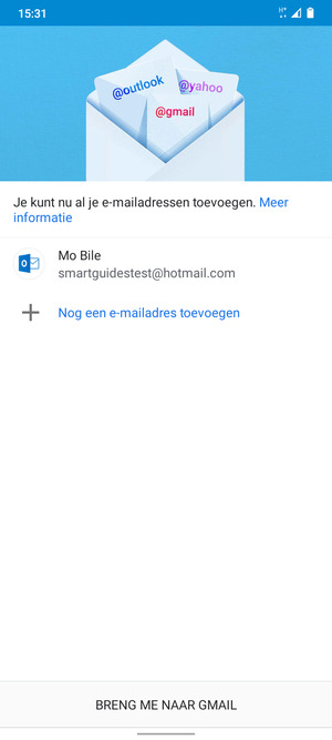 Selecteer BRENG ME NAAR GMAIL