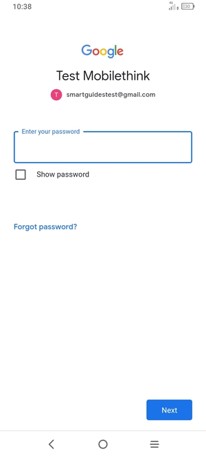 Enter your password and select Next