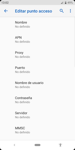 Introduzca la información de Internet