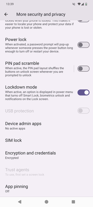 Scroll to and select SIM lock