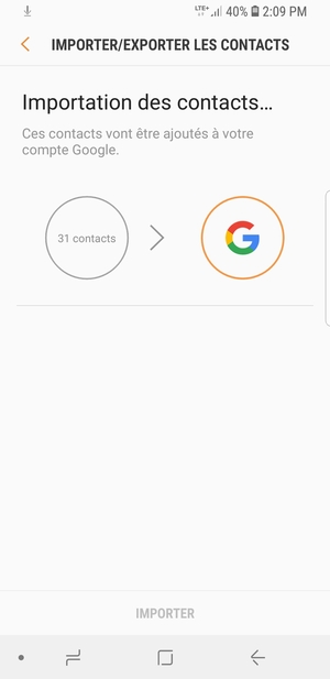 Vos contacts vont être enregistrés sur votre compte Google et dans votre téléphone lors de la prochaine synchronisation de Google.