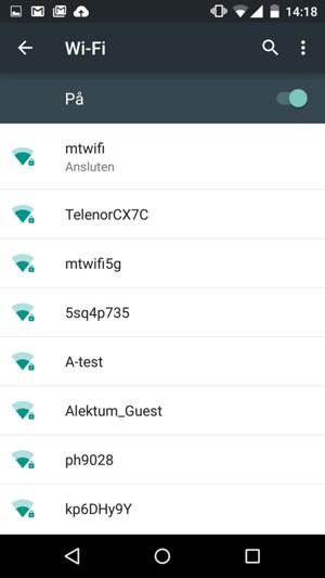 Du är nu ansluten till Wi-Fi nätverket
