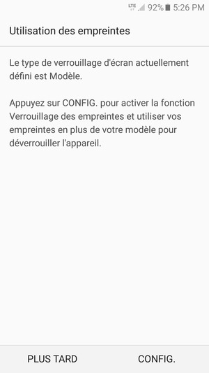 Sélectionnez PLUS TARD