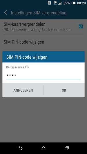Bevestig uw nieuwe SIM PIN-code en selecteer OK