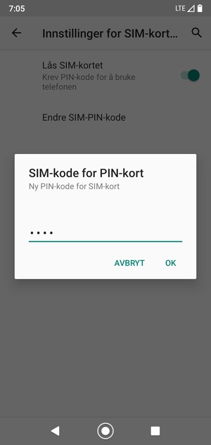 Skriv inn Ny PIN-kode for SIM-kort og velg OK