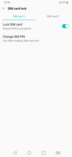 Select SIM card 1 or SIM card 2 and select Change SIM PIN