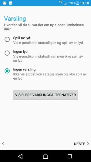 Velg ønsket alternativ og velg NESTE