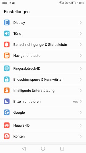 Um Ihre Bildschirmsperre zu aktivieren, gehen Sie zum Einstellungen Menü und wählen Sie  Bildschirmsperre & Kennwörter